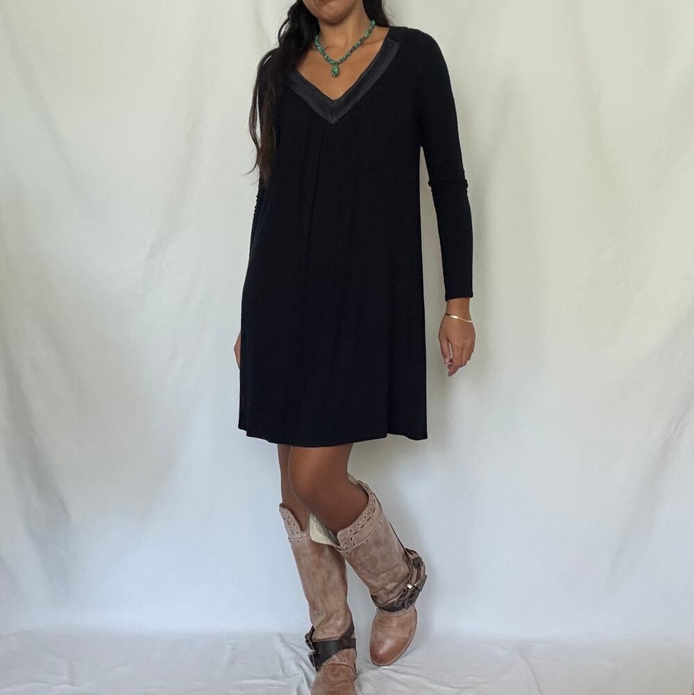 Midnight Carole Hochman Navy Modal Satin Trim Lounge Dress Nightgown M